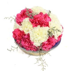 Basket of Pink n White Carnations-0