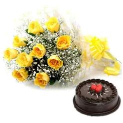 Cake with Yellow Bouquet-0