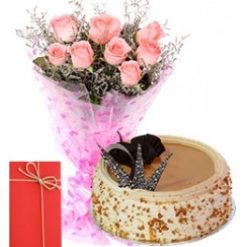Pink flower and ButterScotch cake Combo-0