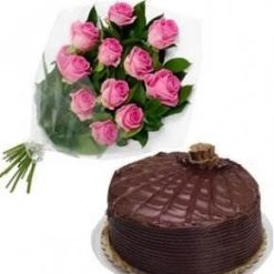 Roses Bunch with Cake-0
