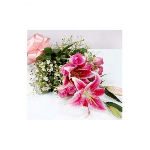 Pink Lilies with Roses Bouquet-0