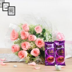 Cadbury Silks with Pink Roses combo-0