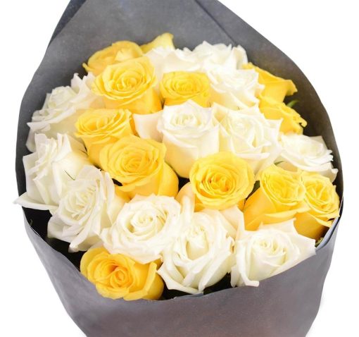 Bunch Of Yellow & White Roses-0