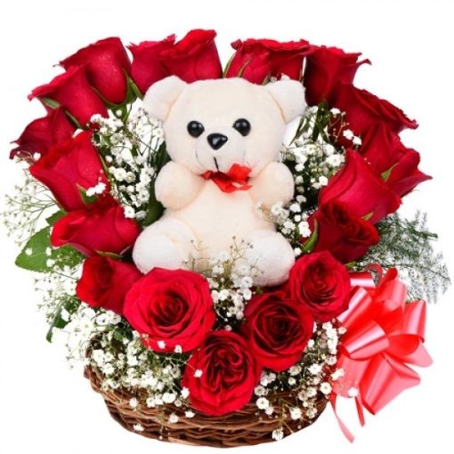 Rosy Basket with Teddy-0