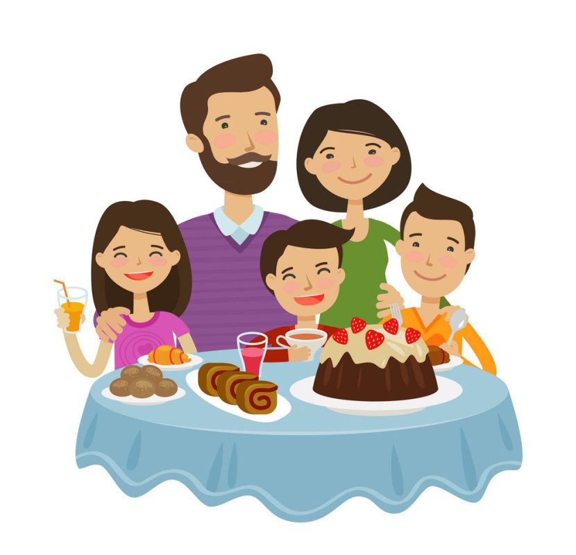 Happy family celebrating. Holiday concept. Cartoon vector illustration