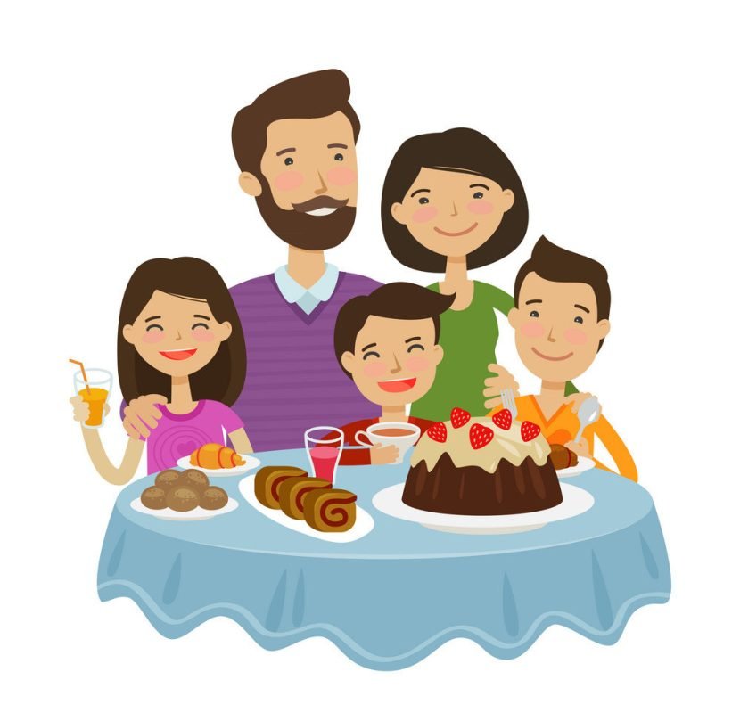 Happy family celebrating. Holiday concept. Cartoon vector illustration