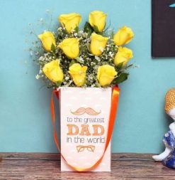 Yellow Roses in a Father's Day Vase