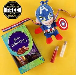 Cadbury Set with Captain America Designed Rakhi