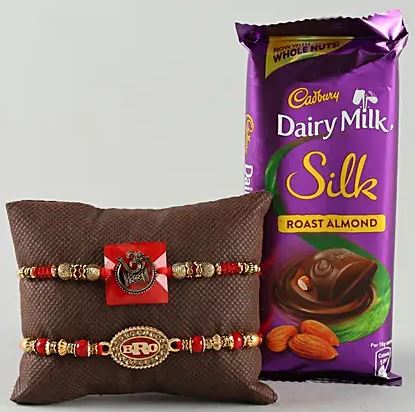 Designer Rakhi's with Cadbury Silk1