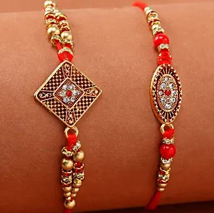 Set of 2 Red Designer Rakhi's1