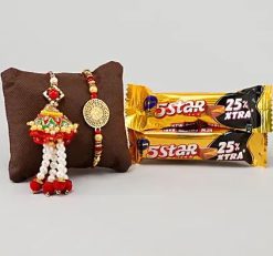 Set of Bhaiya & Bhabhi Rakhi with 5 Star Chocolates